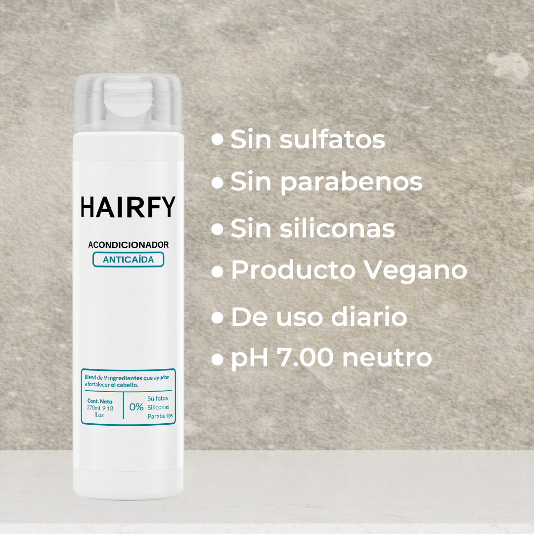 Combo Rutina Anticaída Completa+: Loción Anticaída + Vitaminas Hairfy + Colágeno + Shampoo + Acondicionador