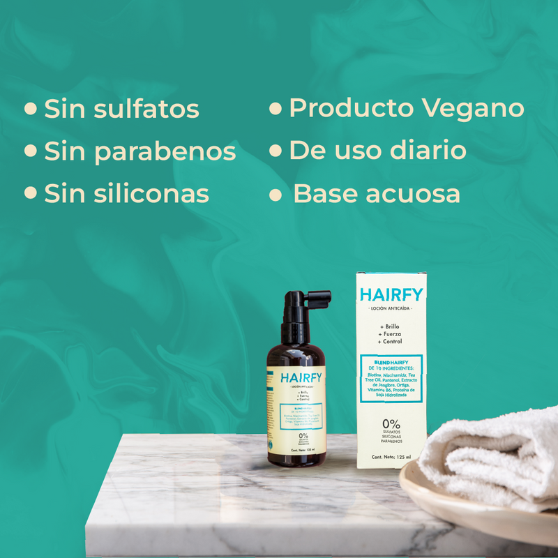 Kit Anticaída Mujeres: Shampoo + Acondicionador + Loción + Vitaminas Hairfy