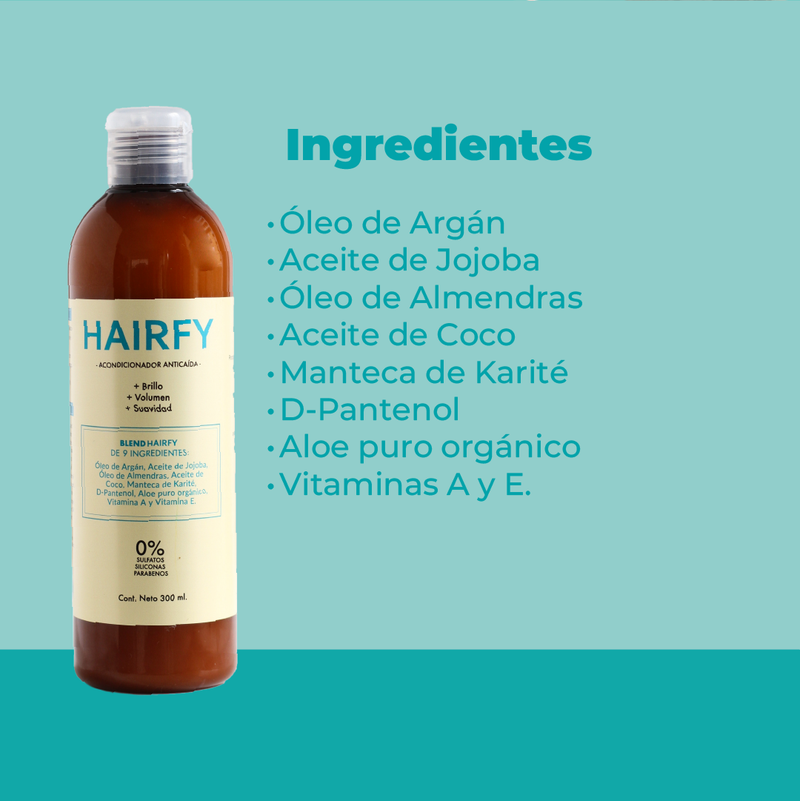 Kit Anticaída Mujeres: Shampoo + Acondicionador + Loción + Vitaminas Hairfy