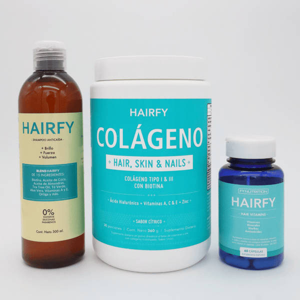 Combo Hairfy - Vitaminas + Shampoo + Colágeno