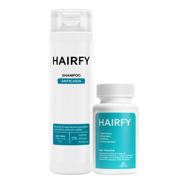 Combo Nutri Anticaída: Vitamina Hairfy + Shampoo Anticaída