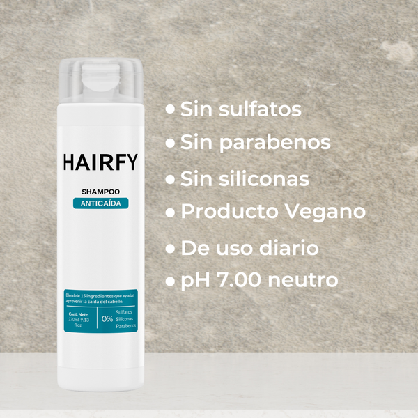 Combo Rutina Anticaída Avanzada para Mujeres: Shampoo Anticaída+ Acondicionador Anticaída+ Loción Anticaída+ Vitaminas Hairfy + Masajeador
