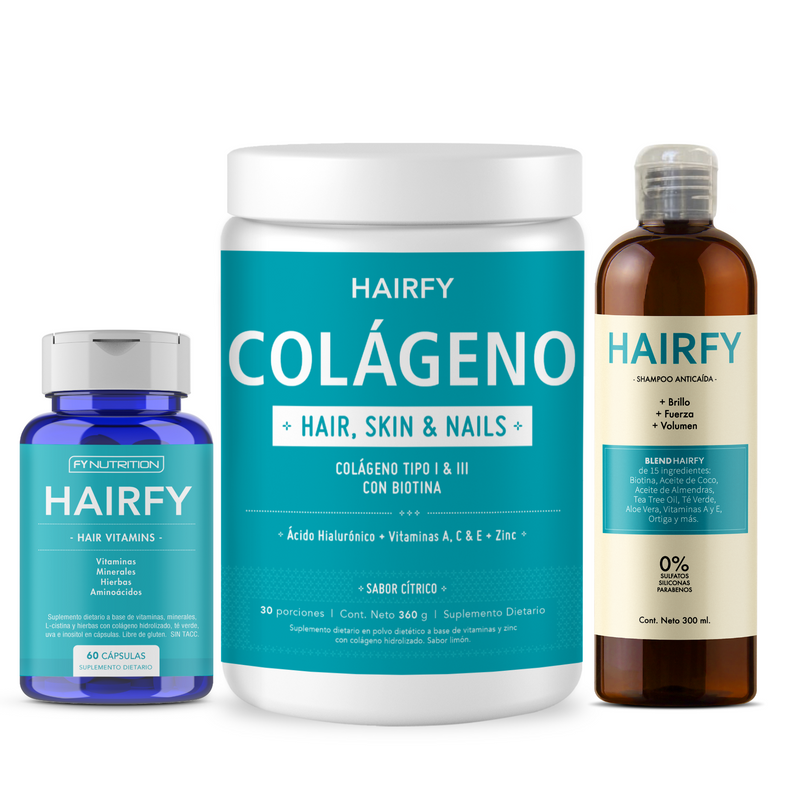 Combo Hairfy - Vitaminas + Shampoo + Colágeno